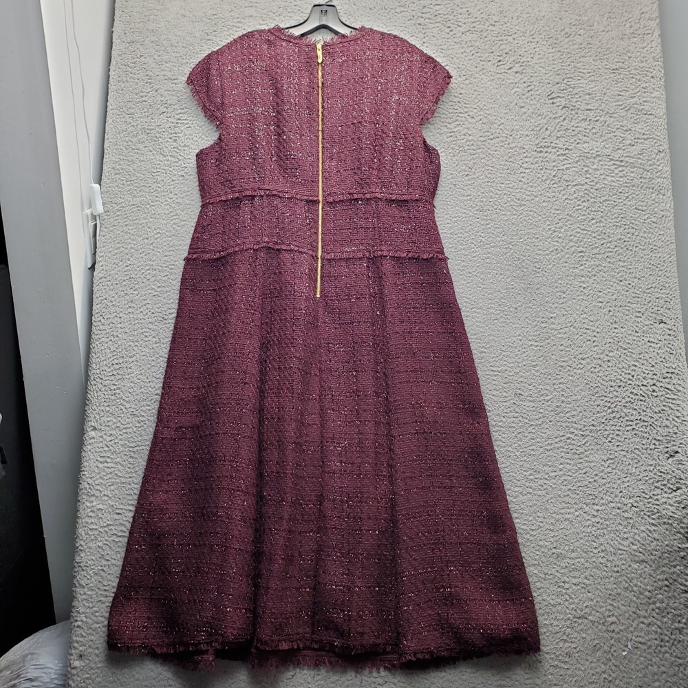 Donna Karan New York A-Line Dress Womens 16 Red Metallic Tweed Lined Back Zip - Picture 2 of 9